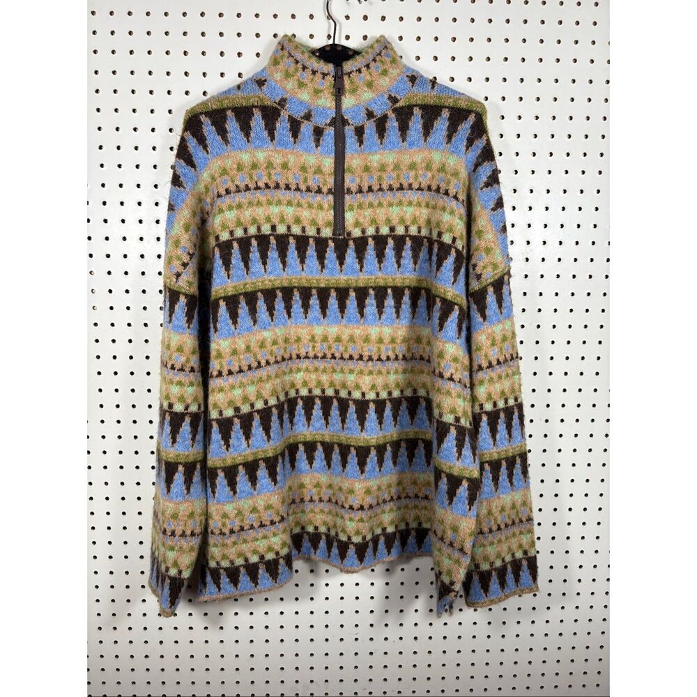 Zara nordic fair isle pullover acrylic blend sweater size M unisex oversized